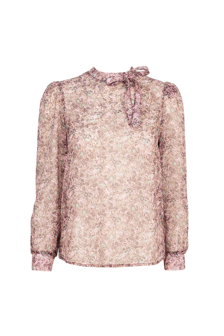 Blusa de gasa con lazo al cuello