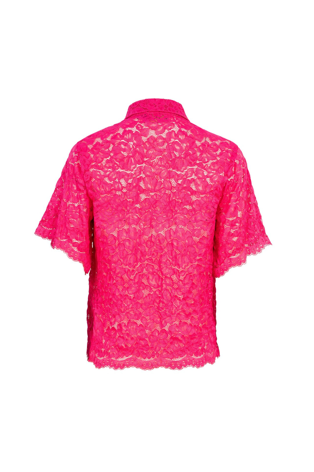 Blusa de encaje con cuello camisero
