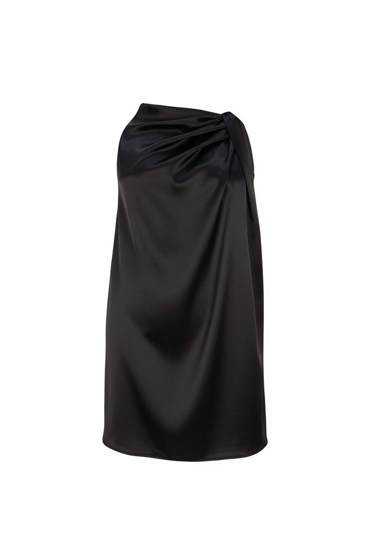 Blusa satinada con drapeado lateral