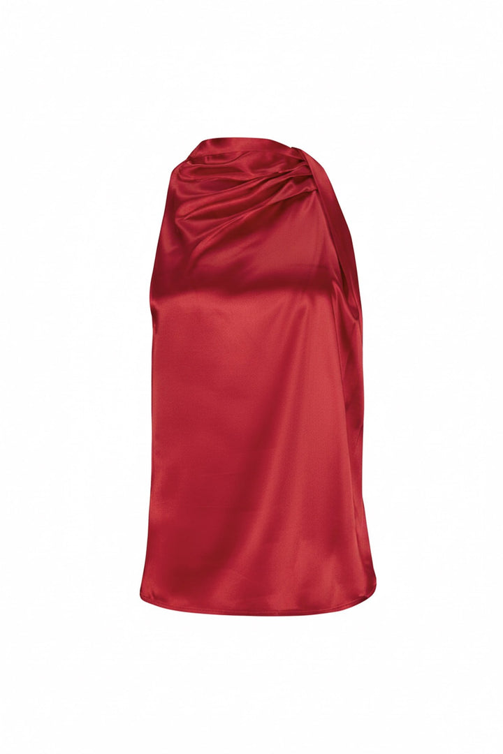 Blusa satinada con drapeado lateral