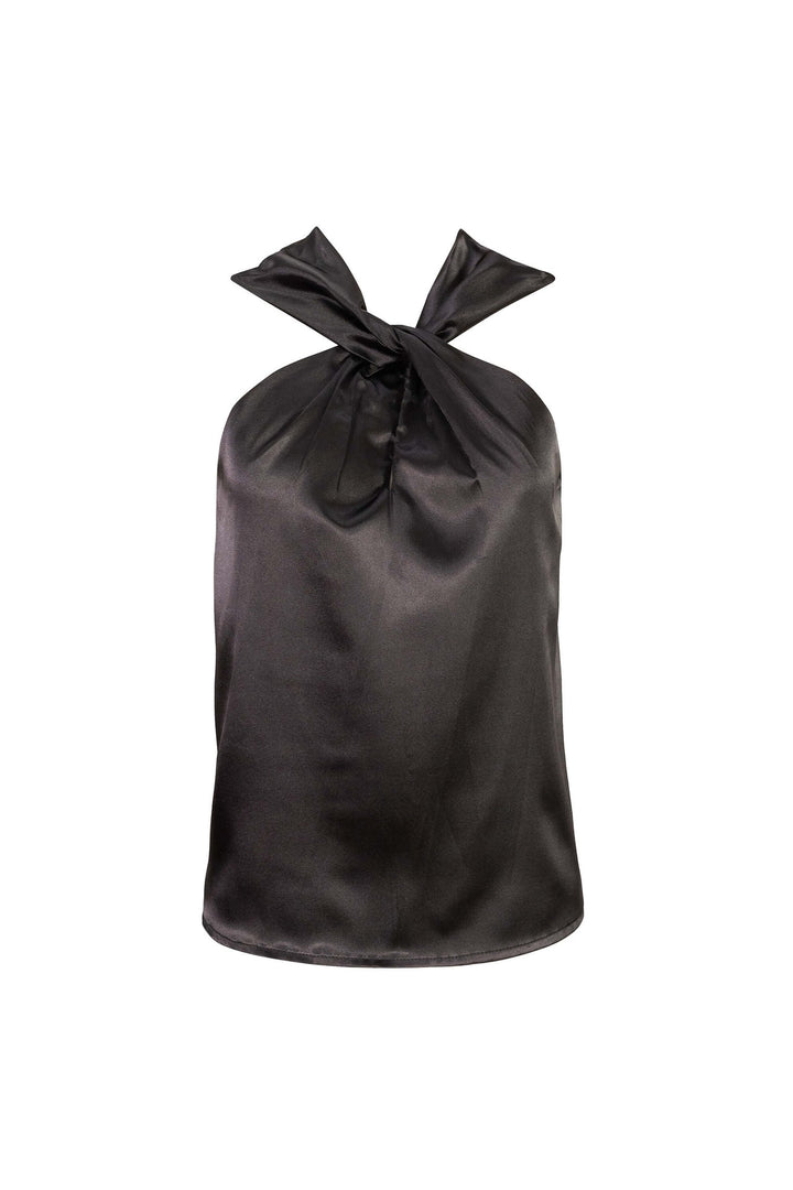 Blusa satinada con cuello halter