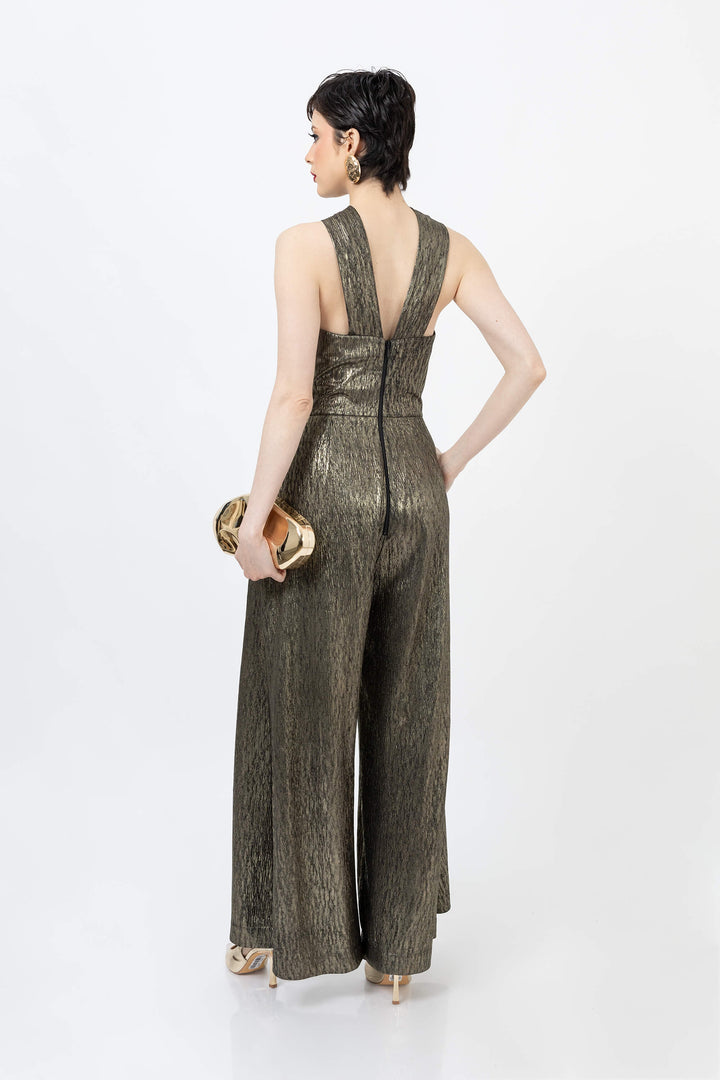 Jumpsuit Cuello Cruzado y Pierna Ancha