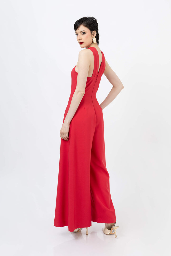 Jumpsuit Cuello Cruzado y Pierna Ancha