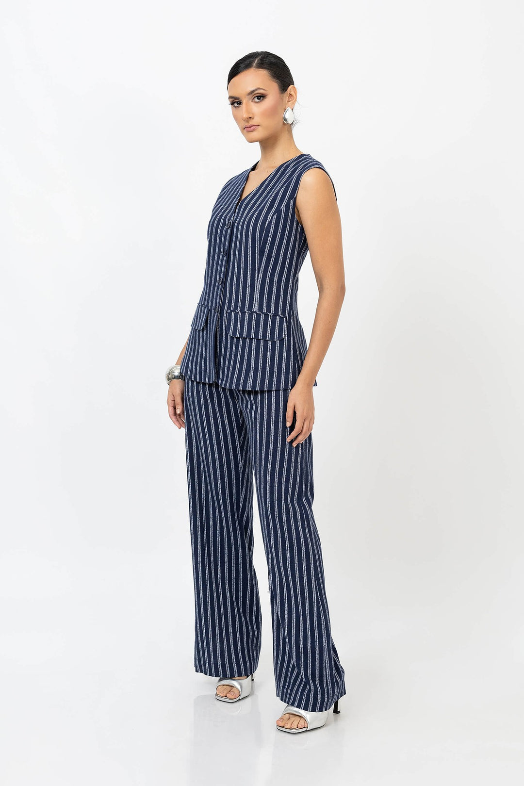 Pantalón palazzo rayado formal