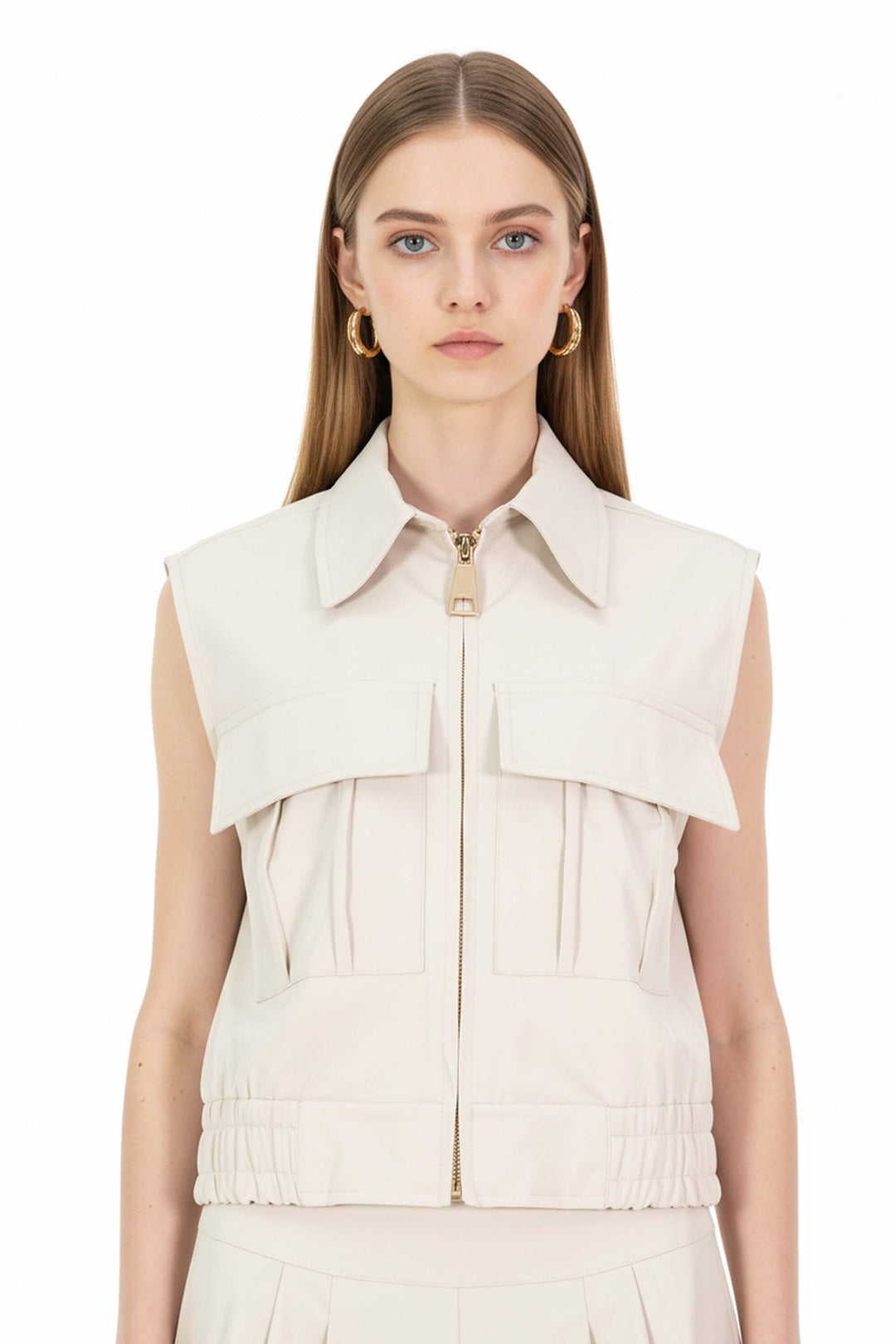 Chaleco tipo cargo con cierre frontal