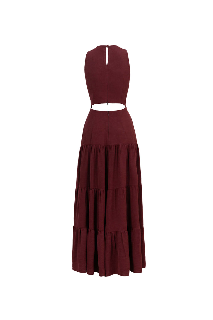 Vestido Maxi Escalonado con Espalda Cut-out