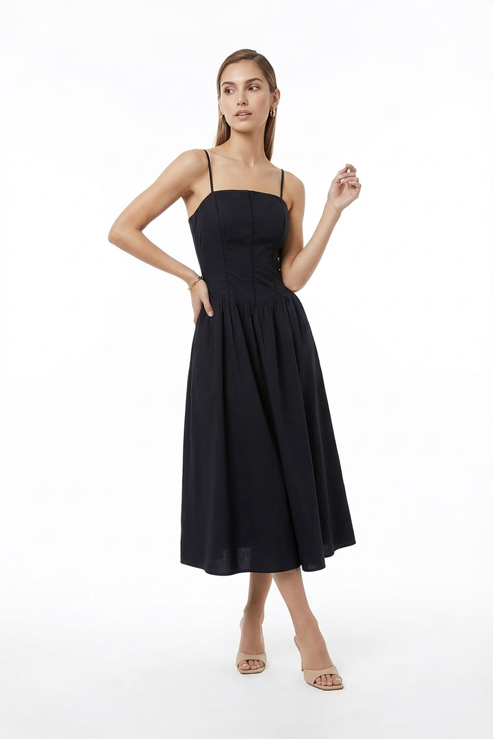 Vestido Midi con Detalle Pointelle