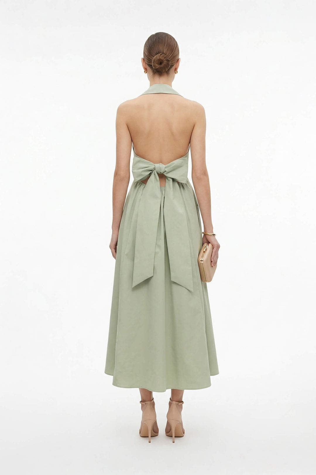 Vestido Maxi de Lujo con Cuello Halter y Lazos