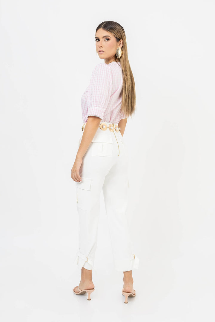 Blusa vichy con mangas