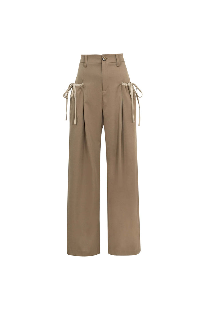 Pantalón Wide Leg con Detalles de Lazo