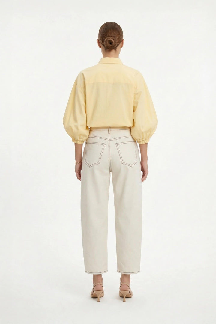 Pantalón Wide Leg  con Costuras en Contraste