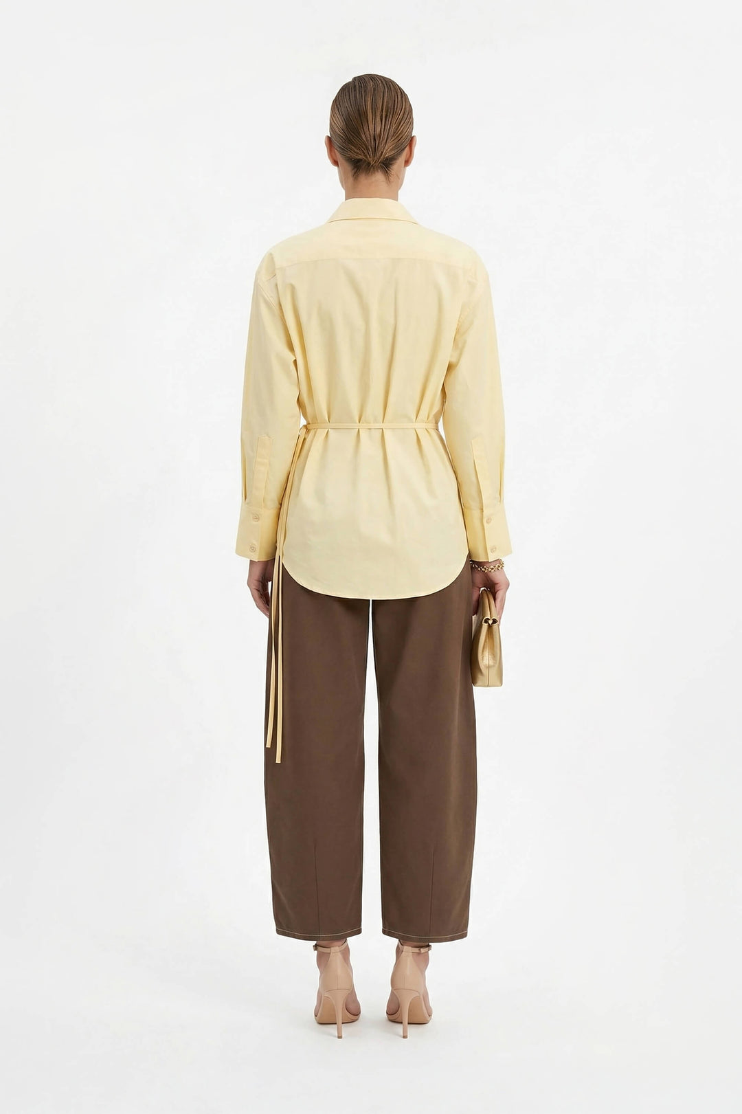 Pantalón Wide Leg  con Costuras en Contraste