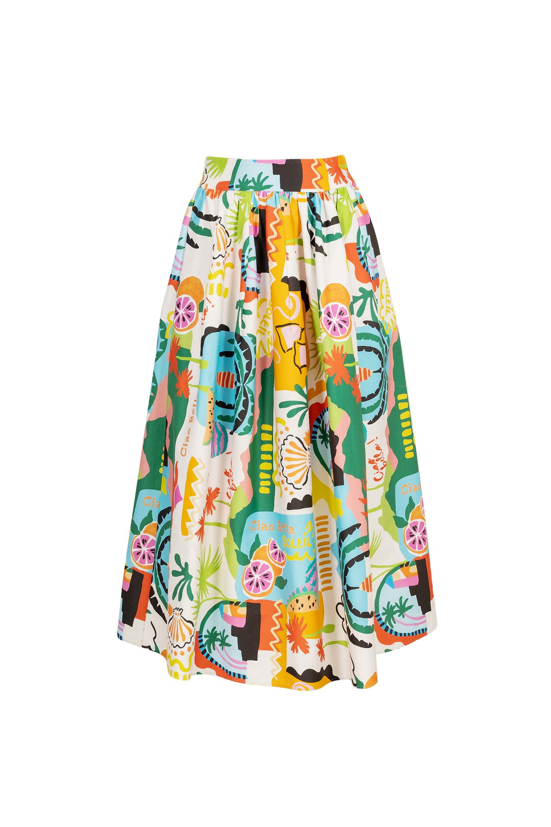 Falda midi estampada con pretina alta