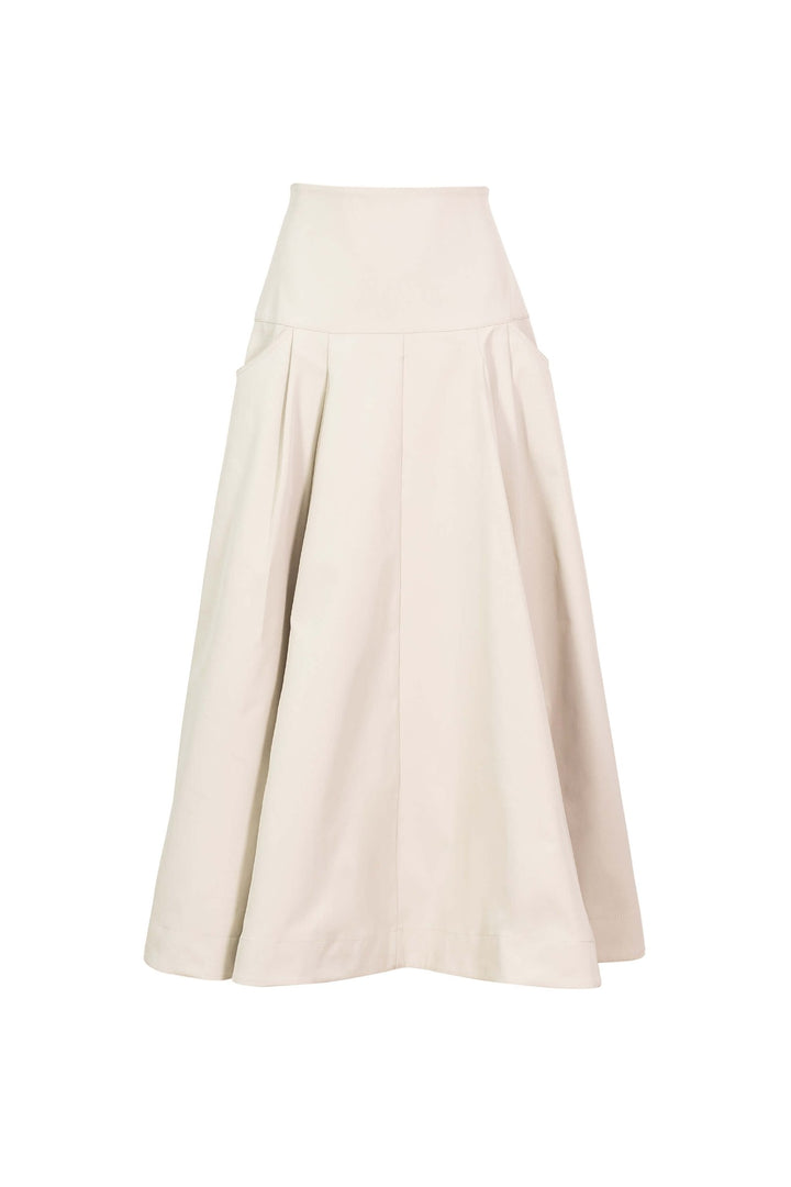 Falda midi con pliegues elegantes