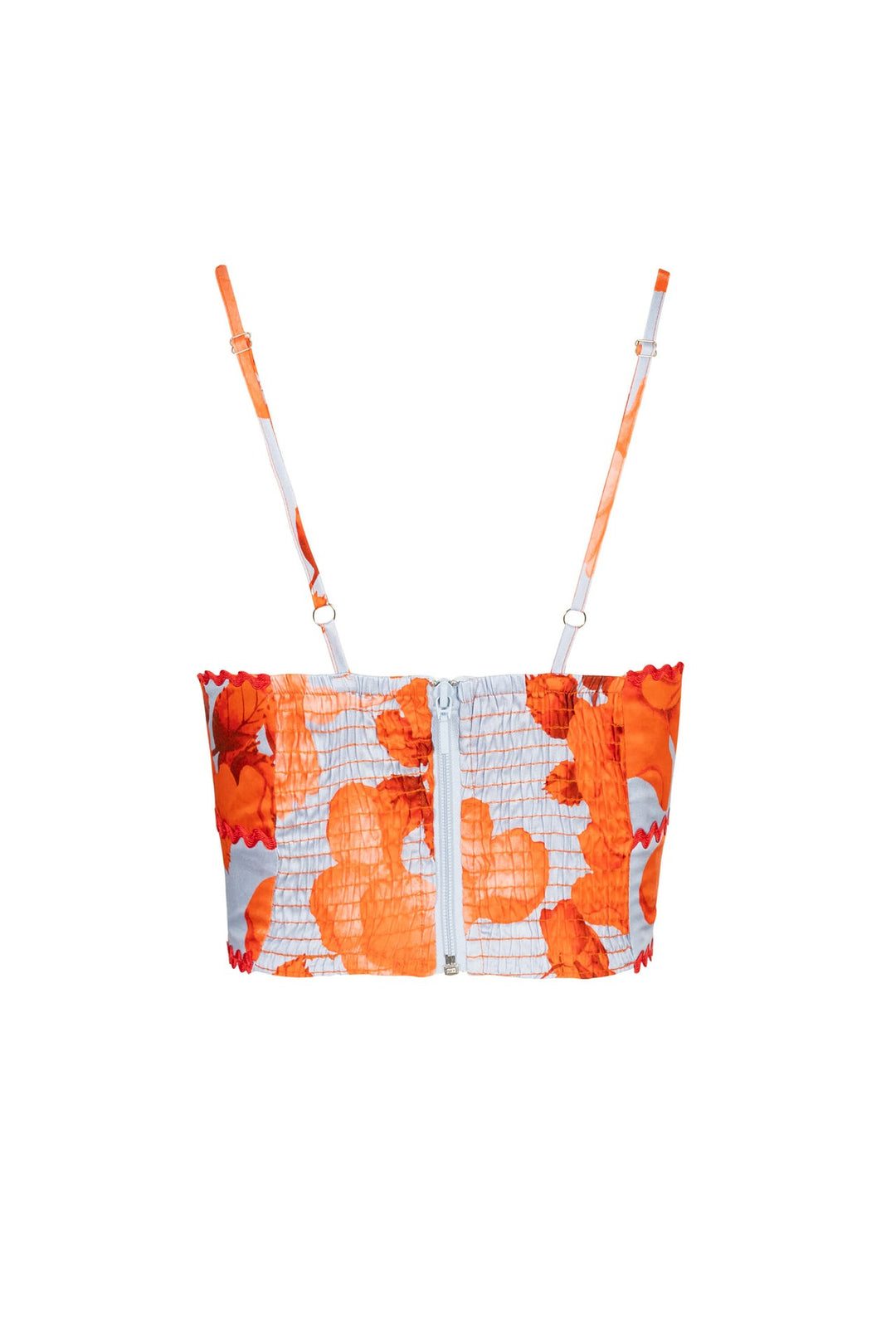 Top estampado con vivos en contraste