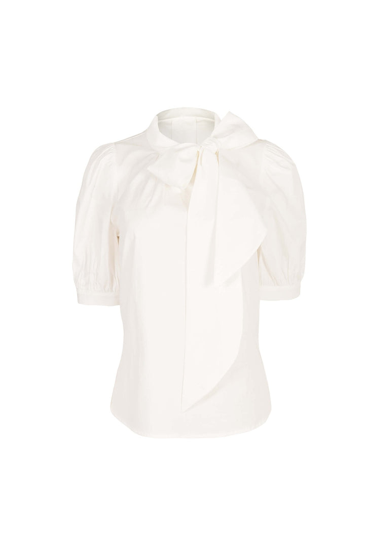 Blusa elegante con moño y manga abullonada