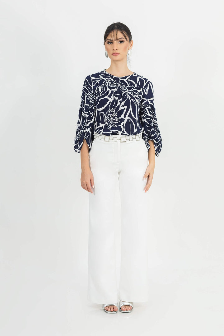 Blusa estampada de manga fluida