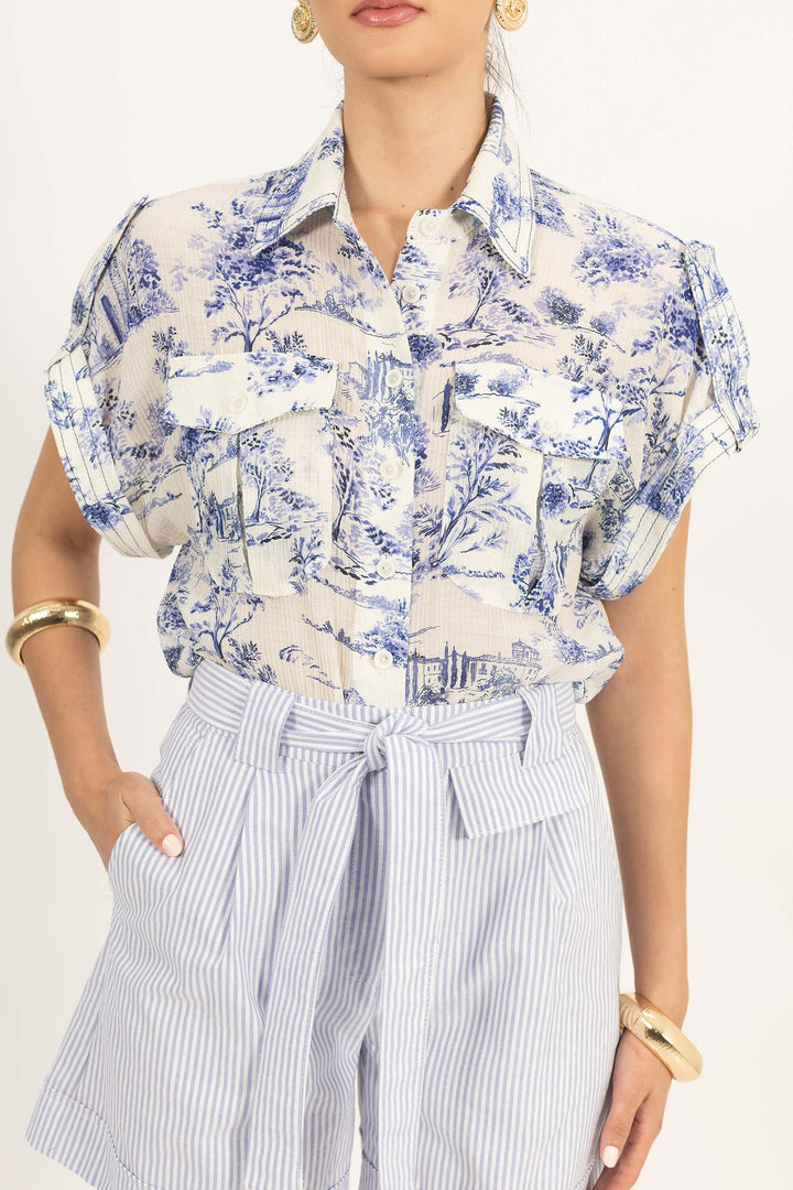 Blusa camisera estampada