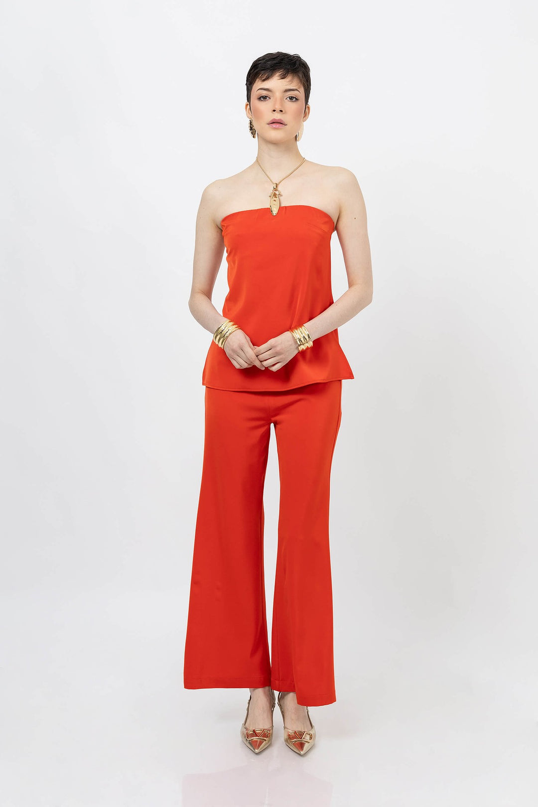 Set de Top Strapless y Pantalón Recto