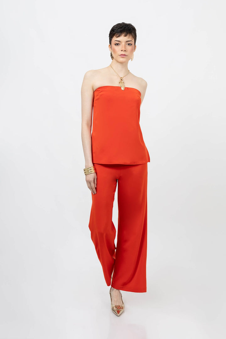 Set de Top Strapless y Pantalón Recto