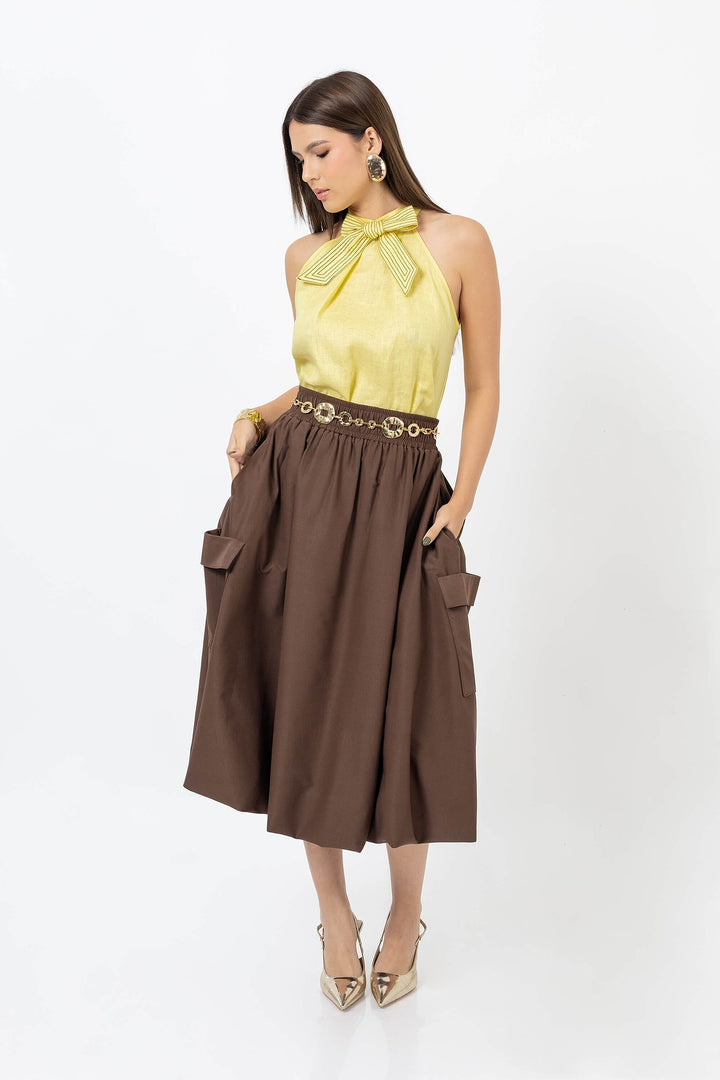 Falda midi con bolsas tipo cargo