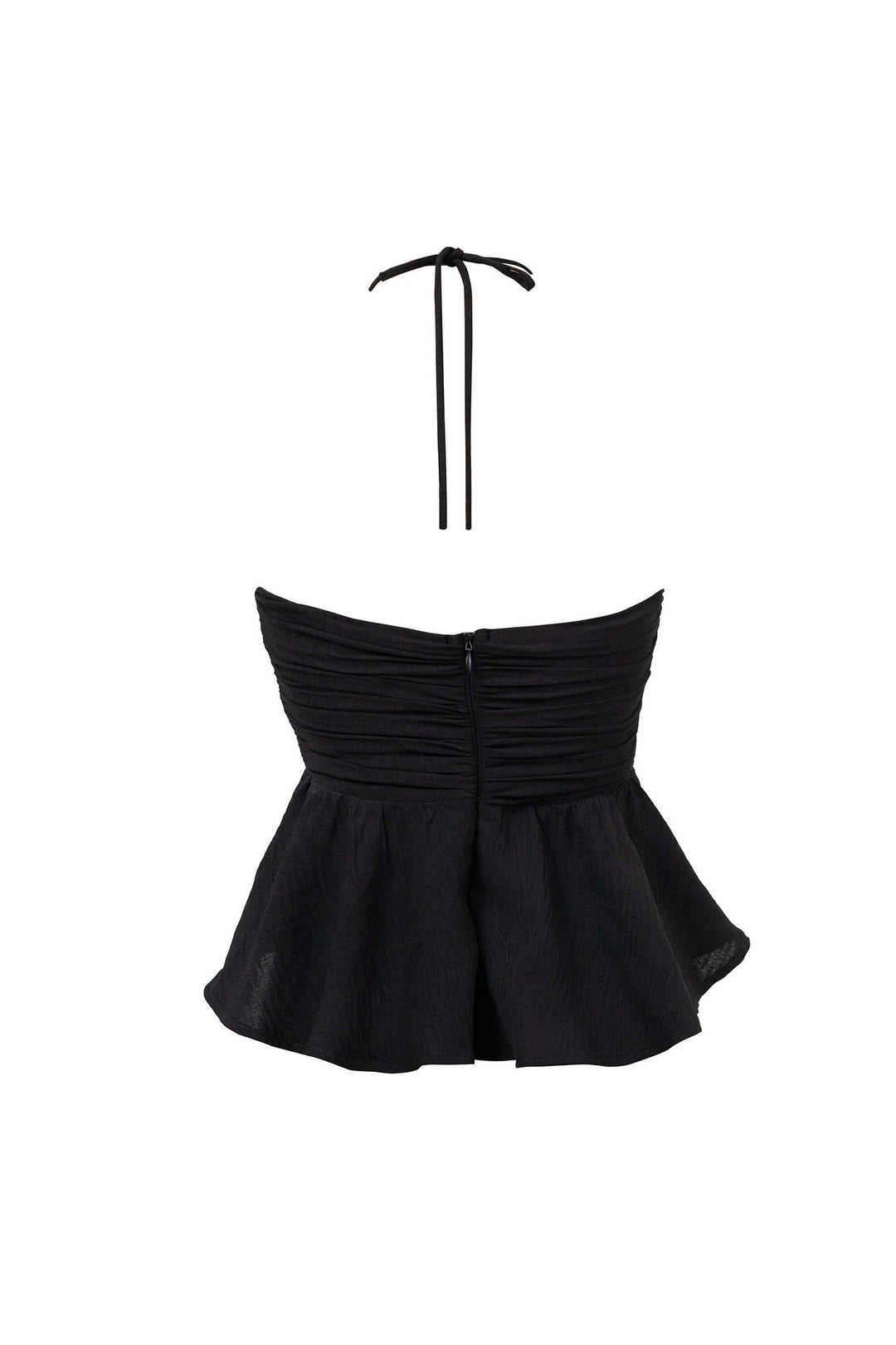 Blusa halter con fruncido y silueta peplum