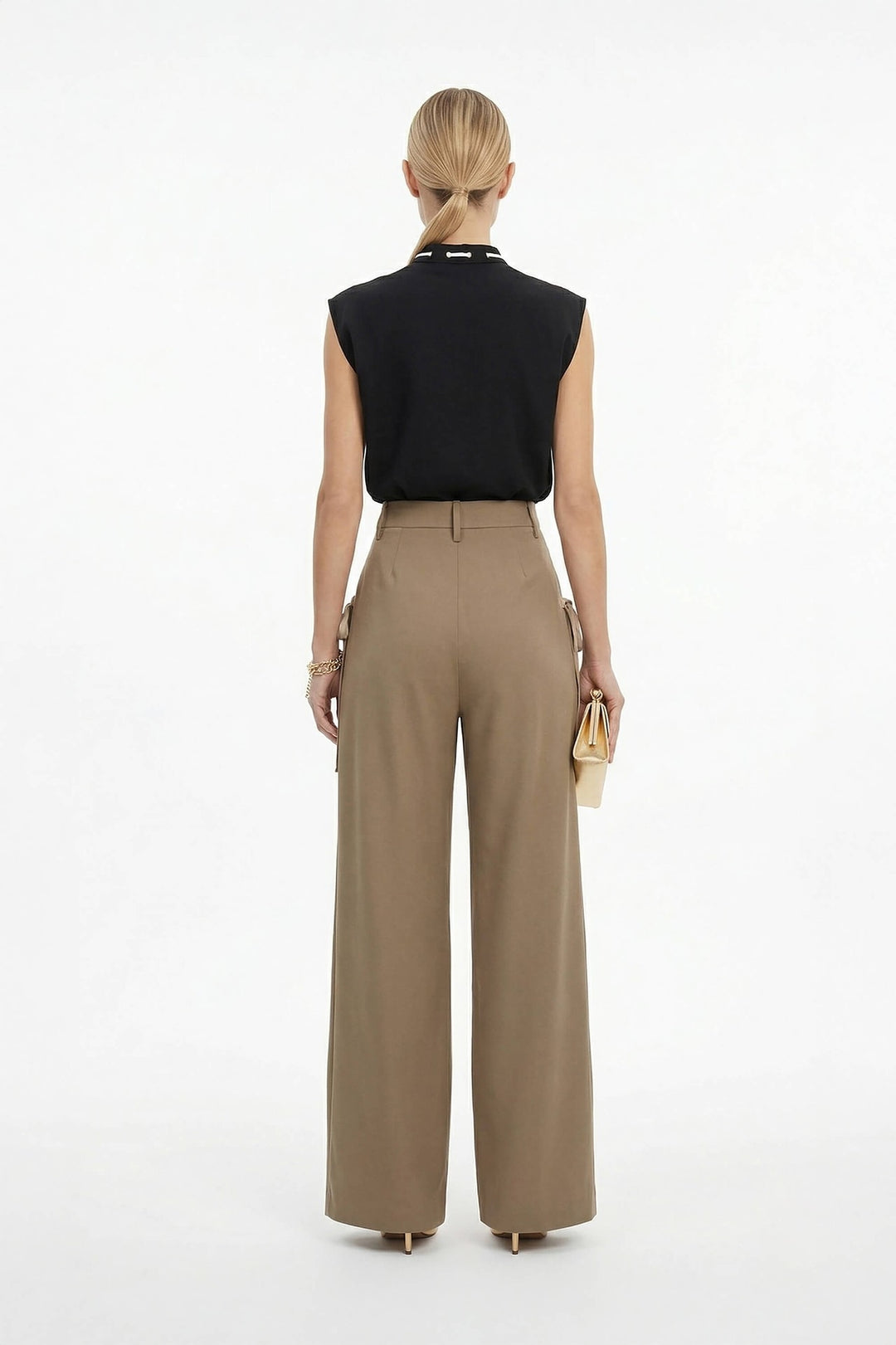 Pantalón Wide Leg con Detalles de Lazo