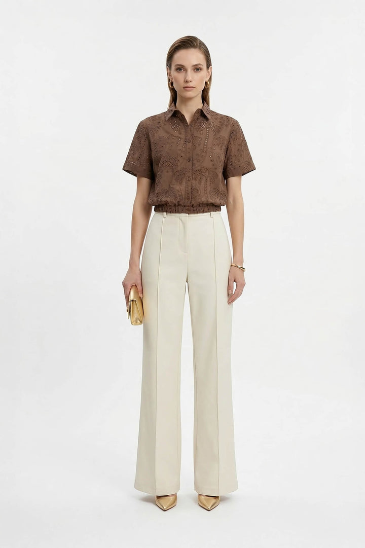 Blusa de Palmeras con Ajuste Elástico