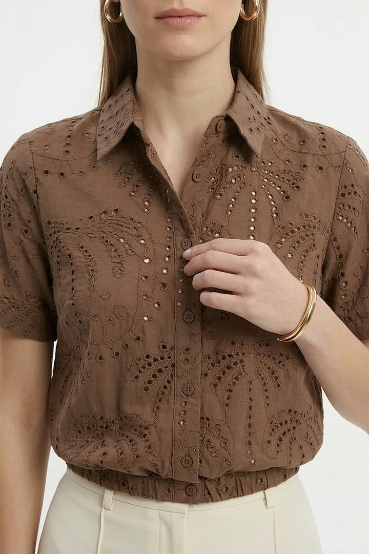 Blusa de Palmeras con Ajuste Elástico