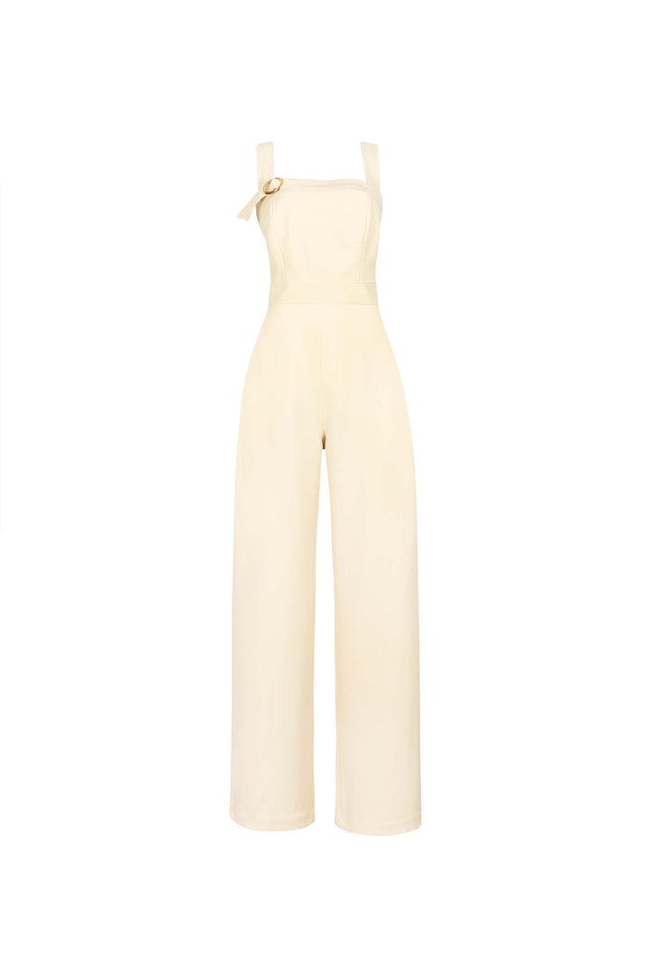 Jumpsuit elegante con tirantes anchos y hebilla