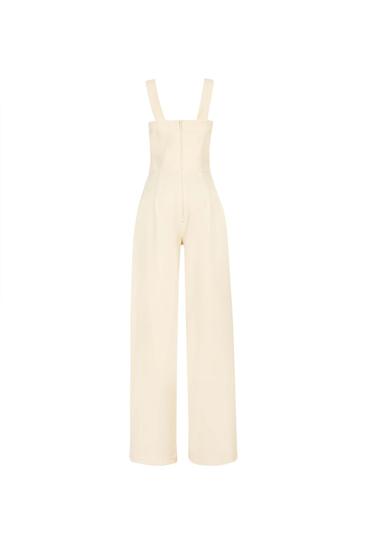 Jumpsuit elegante con tirantes anchos y hebilla