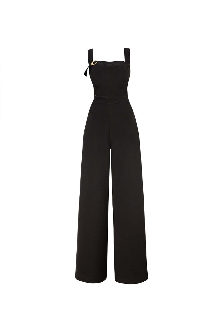 Jumpsuit elegante con tirantes anchos y hebilla