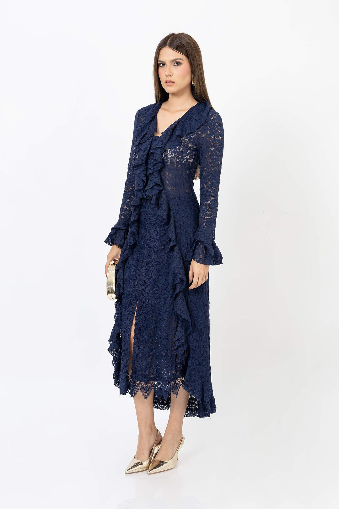 Falda midi de encaje