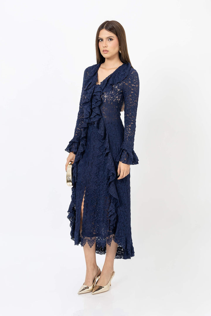 Falda midi de encaje