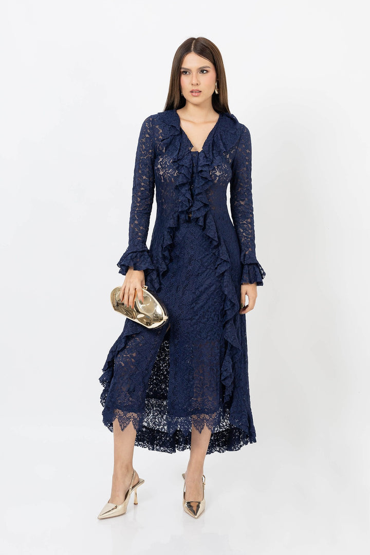 Falda midi de encaje