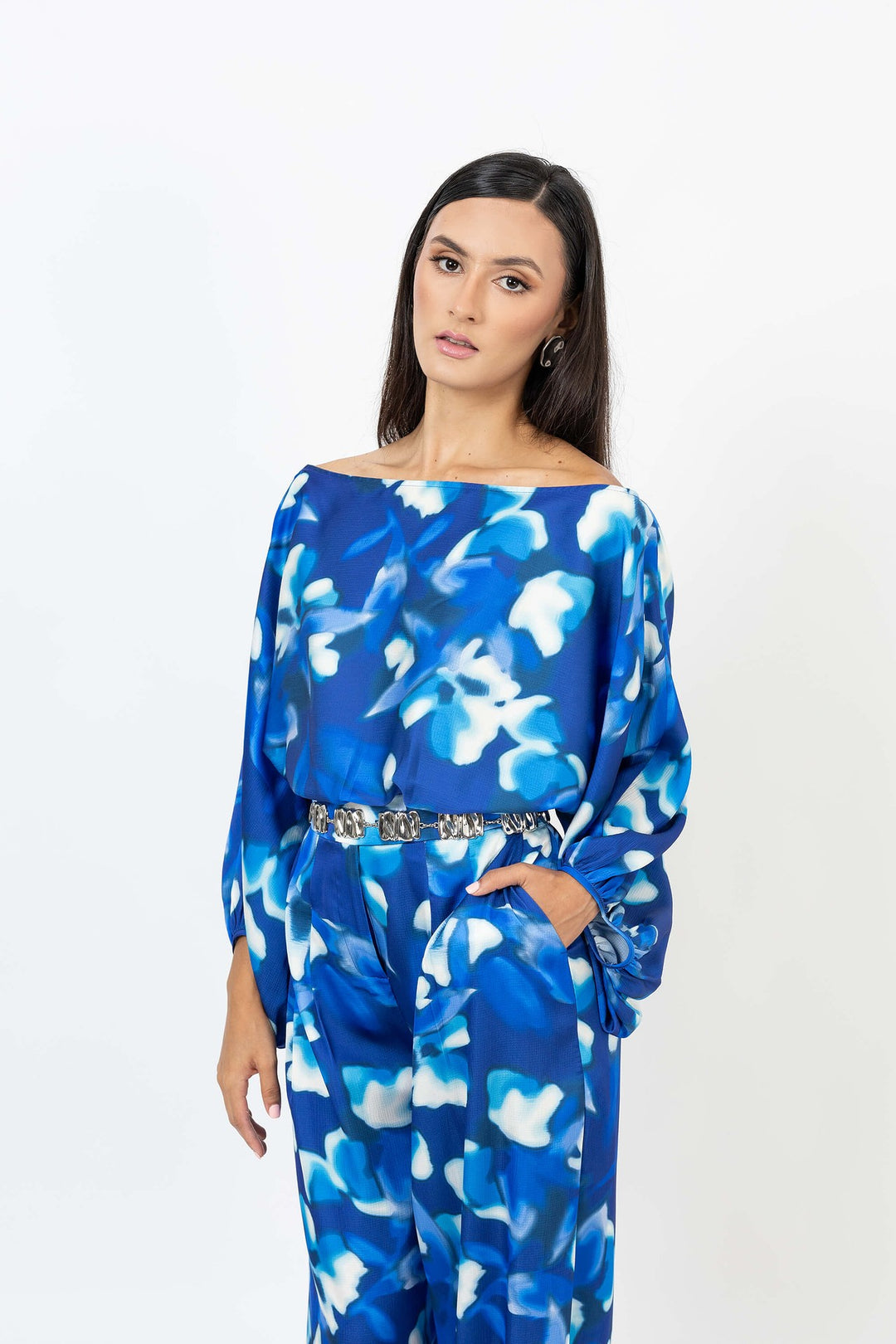 Blusa estampada manga amplia