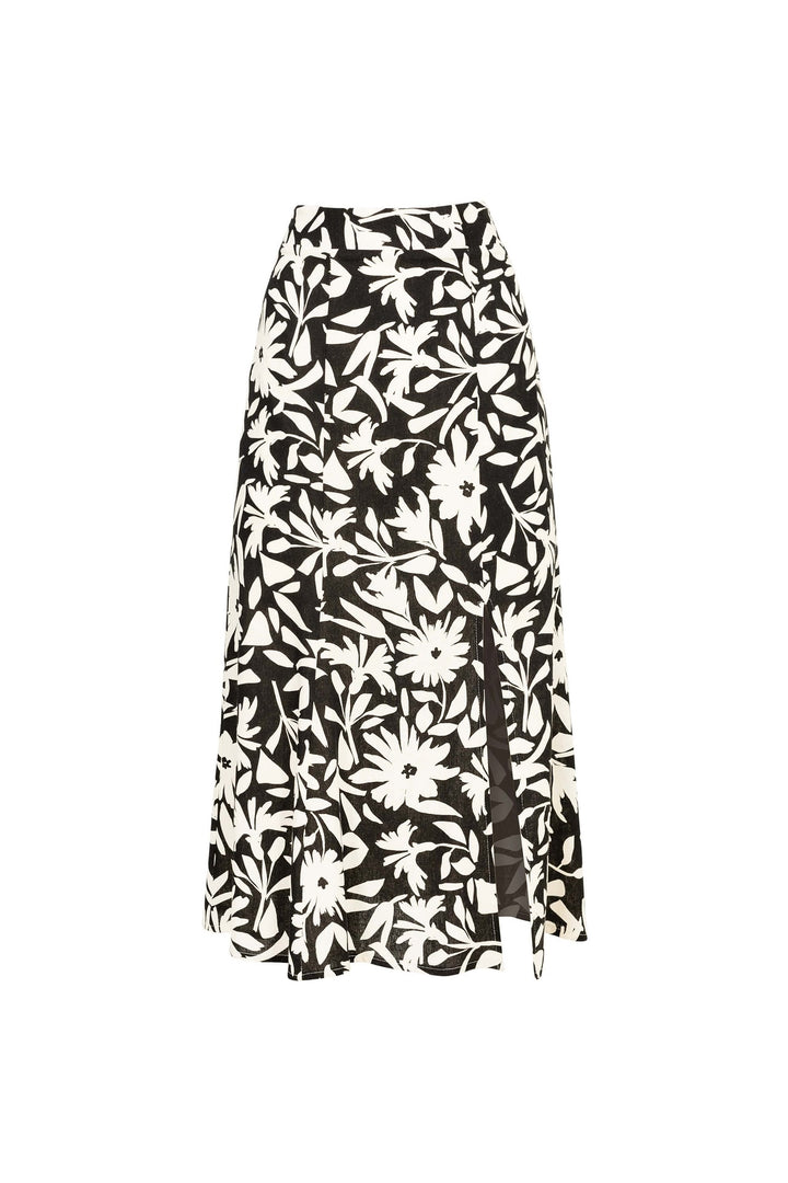Falda midi estampada con abertura