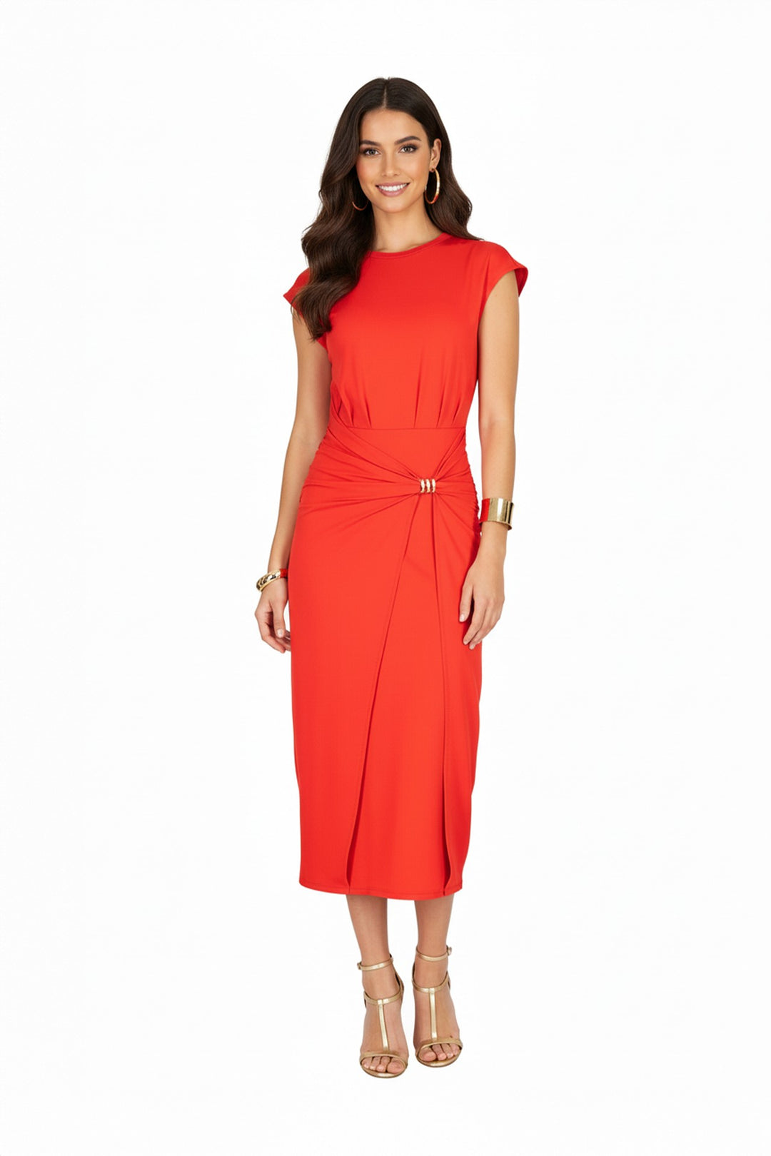 Vestido midi elegante con drapeado