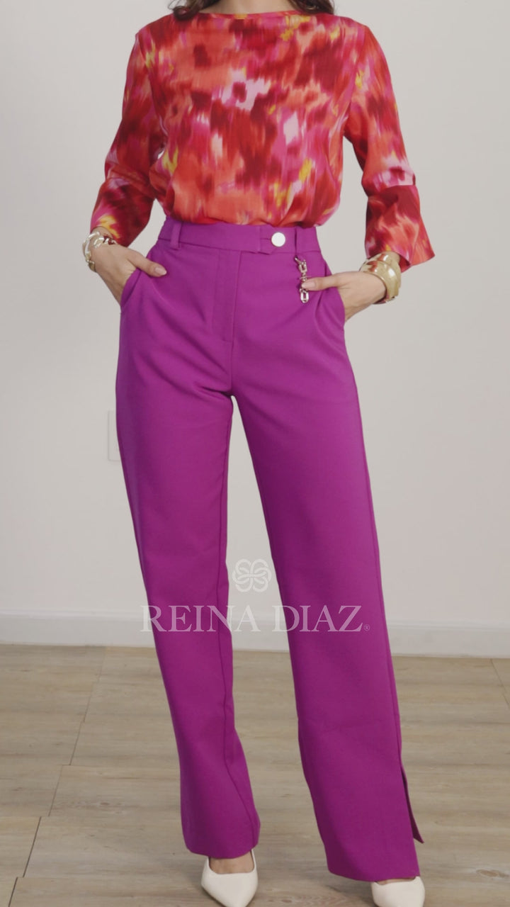 Blusa estampada manga acampanada